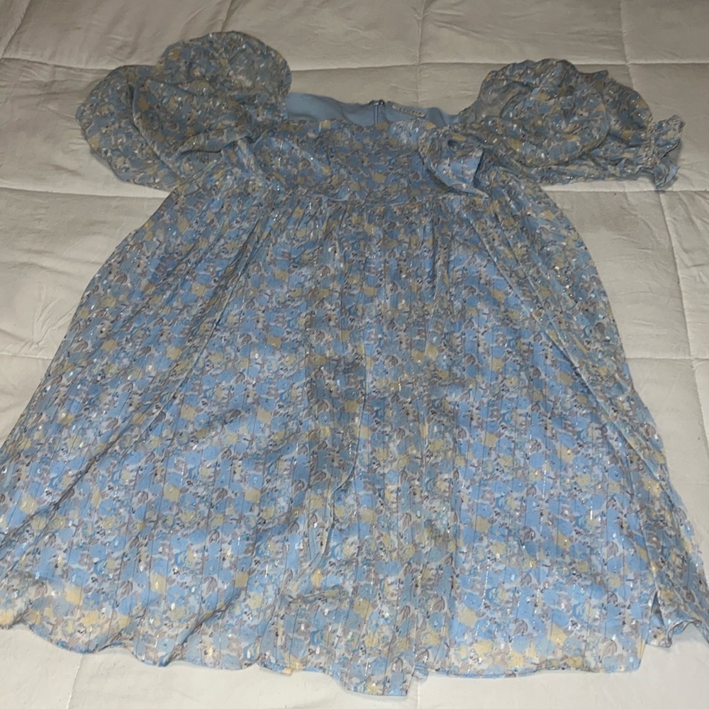 Storia teatime square neckline puff sle babydoll dress size Medium EUC